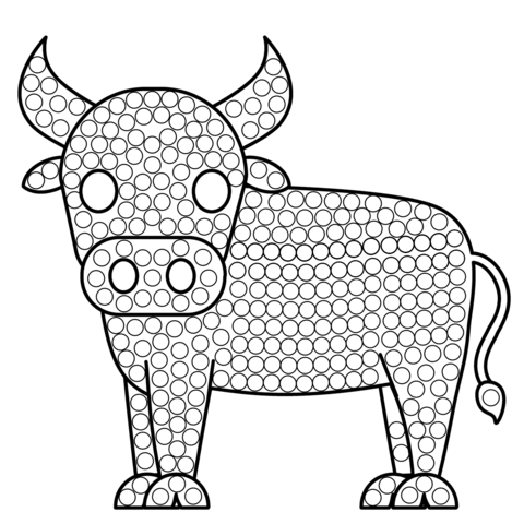 Bull Dot Art Coloring Page